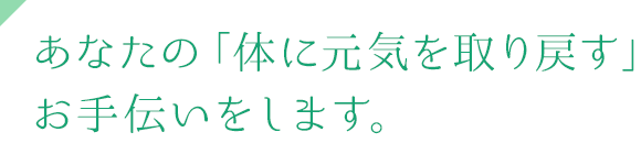 あなたの「体に元気を取り戻す」お手伝いをします。